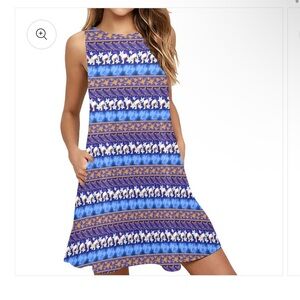 Blue Patterned Sleeveless Aladdin Disney Dress